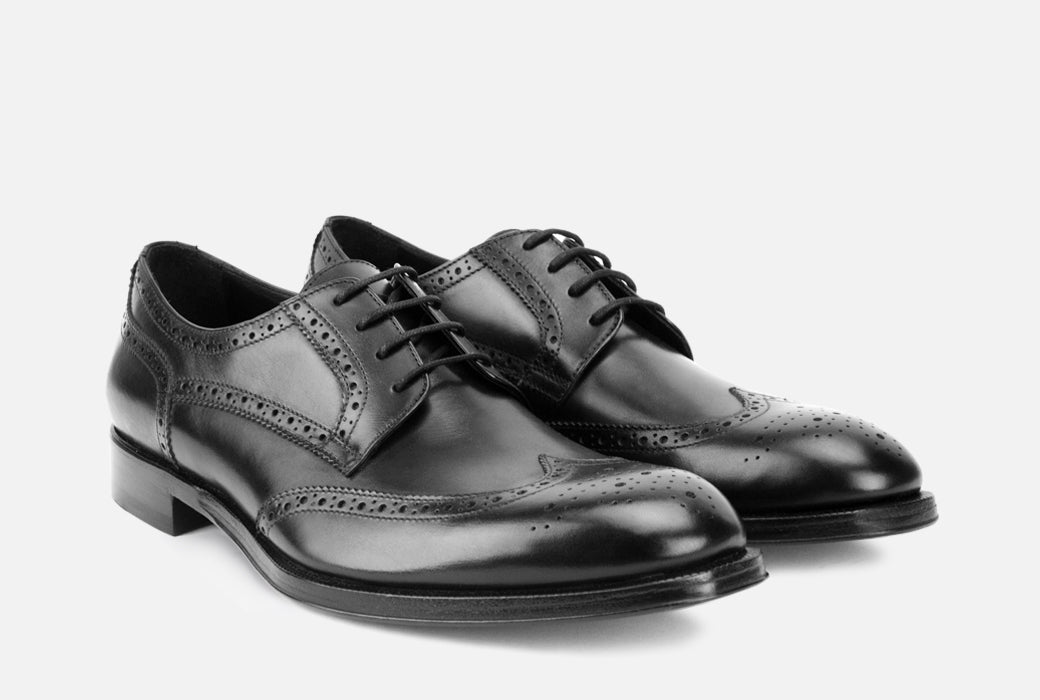 Percy  Men's Leather Wingtip Dress Shoe in Black – Gordon Rush