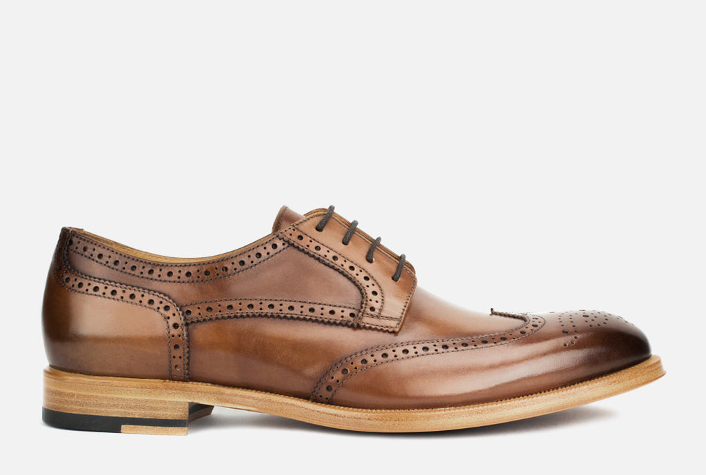 Percy | Men's Leather Wingtip Dress Shoe in Cognac – Gordon Rush